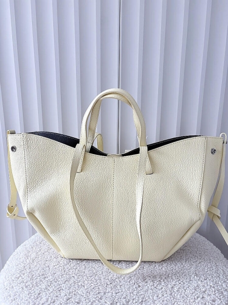 Laura Biaggi torebka shopperka skórzana żółta