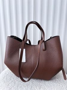 Laura Biaggi torebka shopperka skórzana brązowa