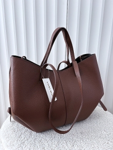 Laura Biaggi torebka shopperka skórzana brązowa