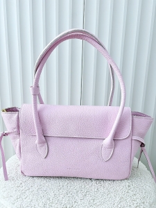 Laura Biaggi skórzana torba shopper na ramię różowa