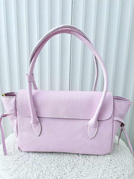 Laura Biaggi skórzana torba shopper na ramię różowa