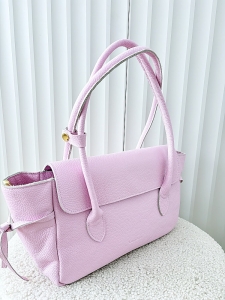 Laura Biaggi skórzana torba shopper na ramię różowa