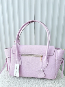 Laura Biaggi skórzana torba shopper na ramię różowa