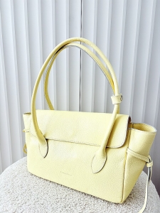 Laura Biaggi skórzana torba shopper na ramię żółta