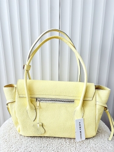 Laura Biaggi skórzana torba shopper na ramię żółta
