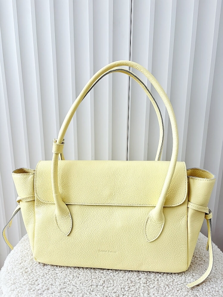 Laura Biaggi skórzana torba shopper na ramię żółta