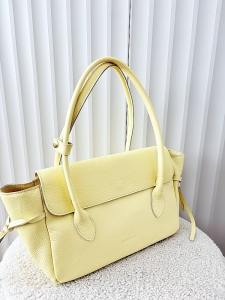 Laura Biaggi skórzana torba shopper na ramię żółta