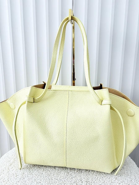 Laura Biaggi torba shopper skórzana żółta