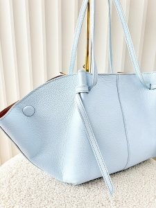 Laura Biaggi torba shopper skórzana niebieska