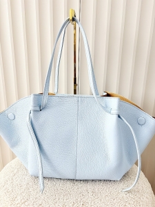 Laura Biaggi torba shopper skórzana niebieska