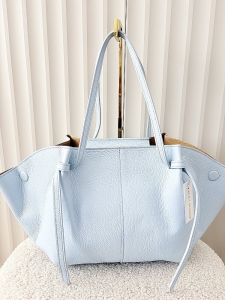 Laura Biaggi torba shopper skórzana niebieska