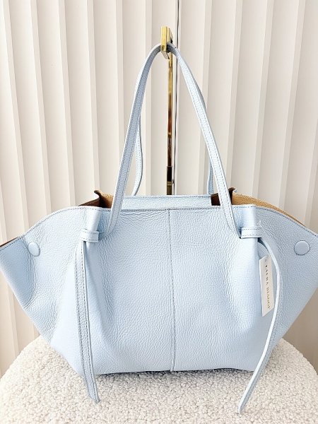 Laura Biaggi torba shopper skórzana niebieska