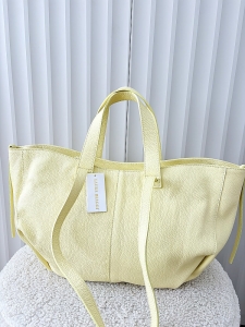 Laura Biaggi torba shopper skórzana żółta