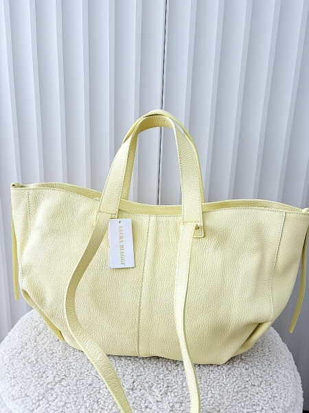 Laura Biaggi torba shopper skórzana żółta