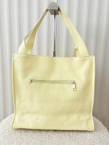 Laura Biaggi skórzana torba shopper żółta z przeszyciem