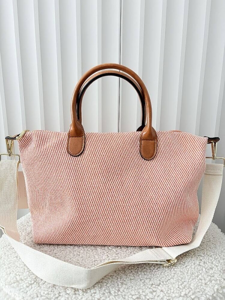 Ines Delaure torebka shopper pomarańczowa materiałowa