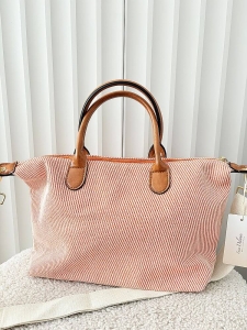 Ines Delaure torebka shopper pomarańczowa materiałowa