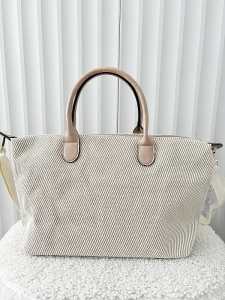 Ines Delaure torebka shopper beżowa materiałowa