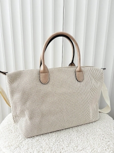 Ines Delaure torebka shopper beżowa materiałowa
