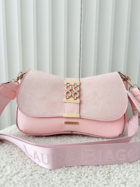 Laura Biaggi torebka listonoszka na ramię różowa z klapką