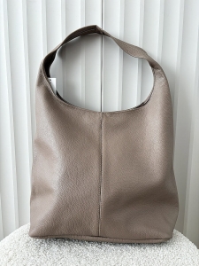 Laura Biaggi skórzana torba shopper na ramię taupe