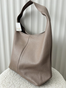 Laura Biaggi skórzana torba shopper na ramię taupe