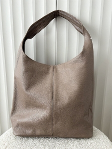 Laura Biaggi skórzana torba shopper na ramię taupe