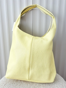 Laura Biaggi skórzana torba shopper na ramię żółta