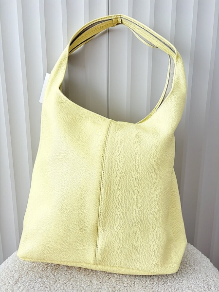 Laura Biaggi skórzana torba shopper na ramię żółta