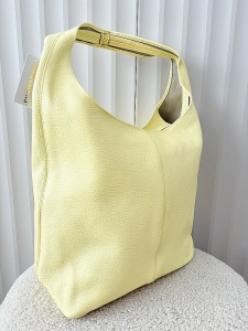 Laura Biaggi skórzana torba shopper na ramię żółta