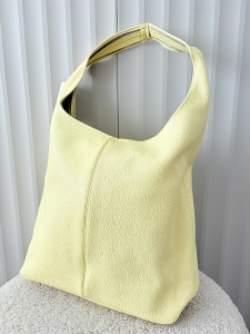 Laura Biaggi skórzana torba shopper na ramię żółta