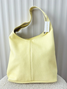 Laura Biaggi skórzana torba shopper na ramię żółta