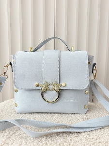 Laura Biaggi torebka listonoszka kuferek niebieska ekozamsz mucha