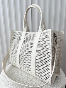 Mandoline torebka shopper jasnobeżowa ażurowa