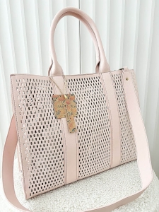 Mandoline torebka shopper różowa ażurowa