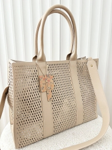 Mandoline torebka shopper beżowa ażurowa