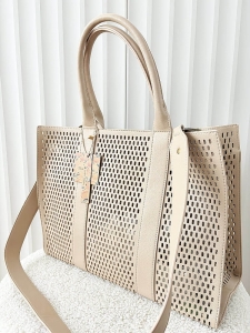 Mandoline torebka shopper beżowa ażurowa