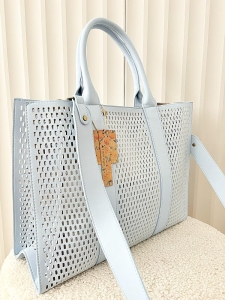 Mandoline torebka shopper niebieska ażurowa