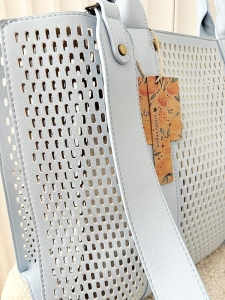 Mandoline torebka shopper niebieska ażurowa