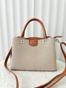 Gallantry mini torebka shopperka ciemnobeżowa z camelowym