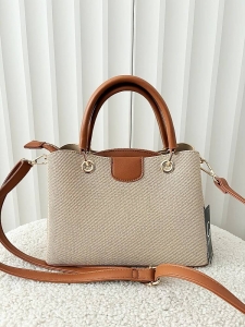 Gallantry mini torebka shopperka ciemnobeżowa z camelowym