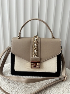 Gallantry torebka listonoszka czarna z beżowym z klapką