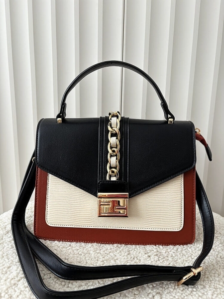 Gallantry torebka listonoszka brązowa z czarnym z klapką