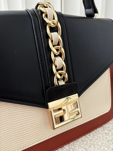 Gallantry torebka listonoszka brązowa z czarnym z klapką