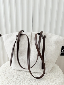 Gallantry torba shopper beżowa z brązowym materiałowa