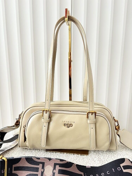 Ego torebka kuferek skórzana beżowa