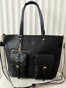 Lulu Castagnette torebka shopper czarna z kieszeniami