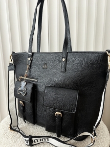Lulu Castagnette torebka shopper czarna z kieszeniami