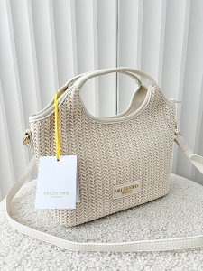 Torebka mini shopper jasnobeżowa plecionka