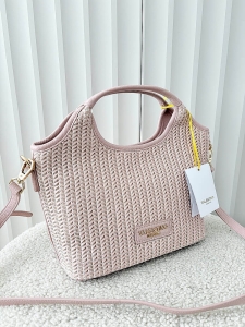 Torebka mini shopper różowa plecionka